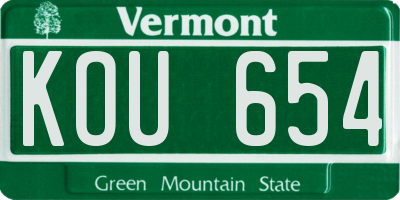 VT license plate KOU654