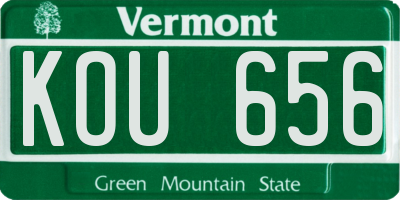 VT license plate KOU656