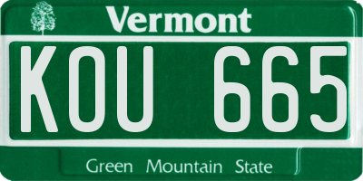 VT license plate KOU665