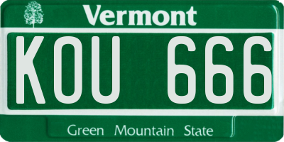 VT license plate KOU666