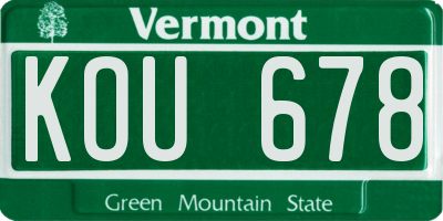 VT license plate KOU678