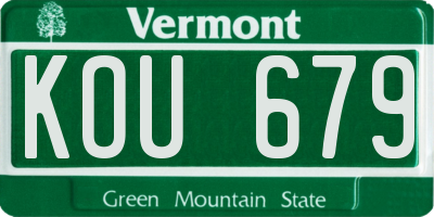 VT license plate KOU679