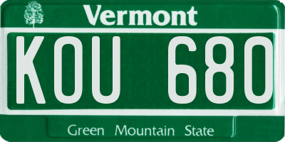 VT license plate KOU680