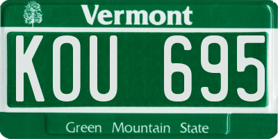 VT license plate KOU695