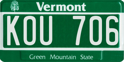 VT license plate KOU706