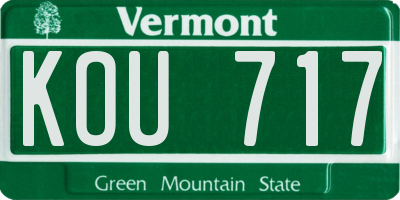 VT license plate KOU717
