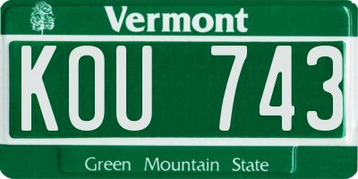 VT license plate KOU743
