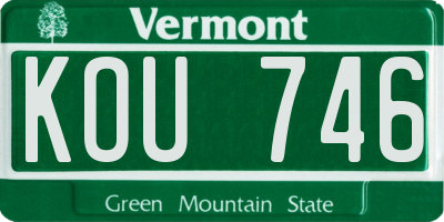 VT license plate KOU746
