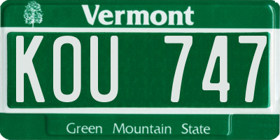 VT license plate KOU747