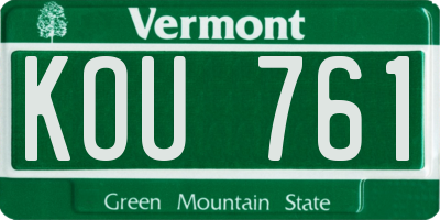 VT license plate KOU761