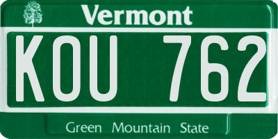 VT license plate KOU762