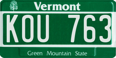 VT license plate KOU763