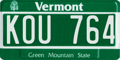 VT license plate KOU764
