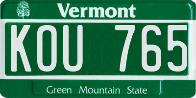 VT license plate KOU765