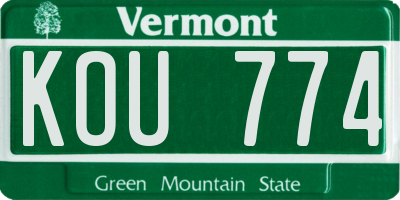 VT license plate KOU774