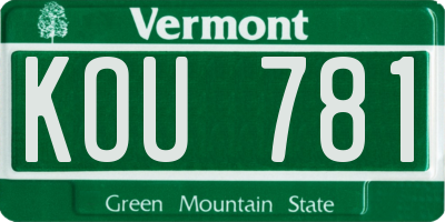 VT license plate KOU781
