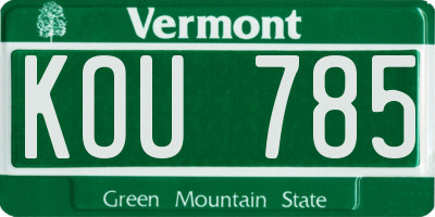 VT license plate KOU785