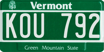 VT license plate KOU792