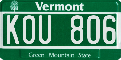 VT license plate KOU806
