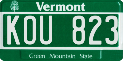 VT license plate KOU823