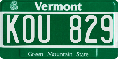 VT license plate KOU829