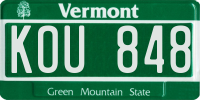 VT license plate KOU848