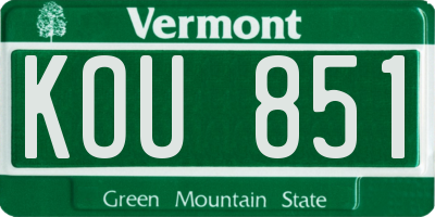 VT license plate KOU851
