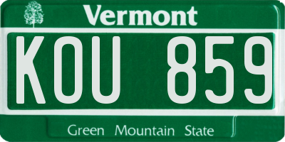VT license plate KOU859
