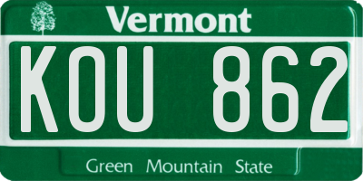 VT license plate KOU862