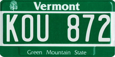VT license plate KOU872