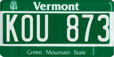 VT license plate KOU873