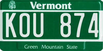 VT license plate KOU874