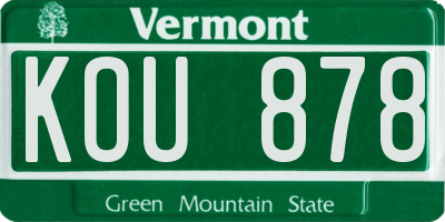 VT license plate KOU878