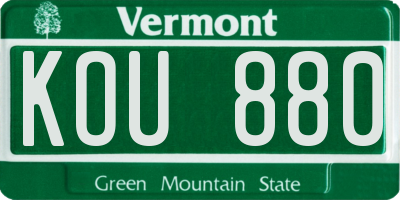 VT license plate KOU880