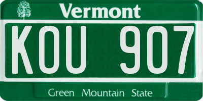 VT license plate KOU907