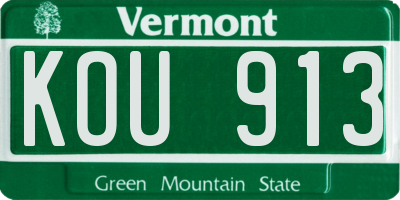VT license plate KOU913