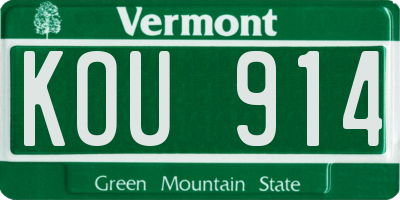 VT license plate KOU914