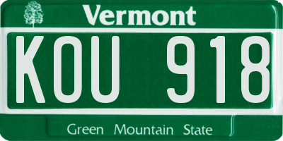 VT license plate KOU918
