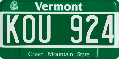 VT license plate KOU924