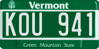 VT license plate KOU941