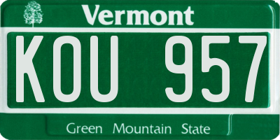VT license plate KOU957