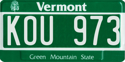 VT license plate KOU973
