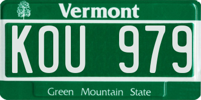 VT license plate KOU979