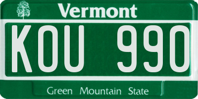 VT license plate KOU990