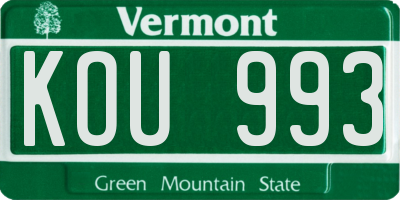 VT license plate KOU993
