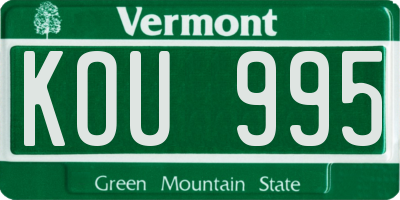 VT license plate KOU995