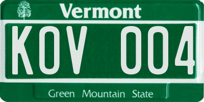 VT license plate KOV004