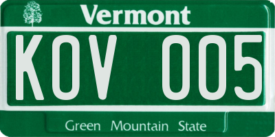 VT license plate KOV005