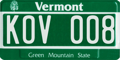 VT license plate KOV008