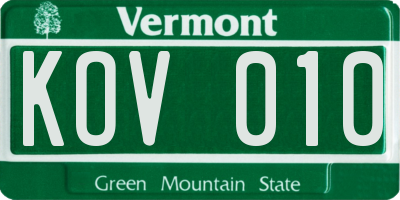 VT license plate KOV010